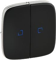 Лицевая панель Legrand Valena Allure для 2-кл. выключателя с подсветкой антрацит картинка